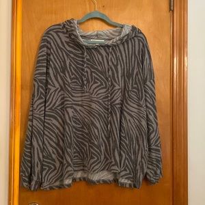 Lightweight Hoodie With Zebra Print